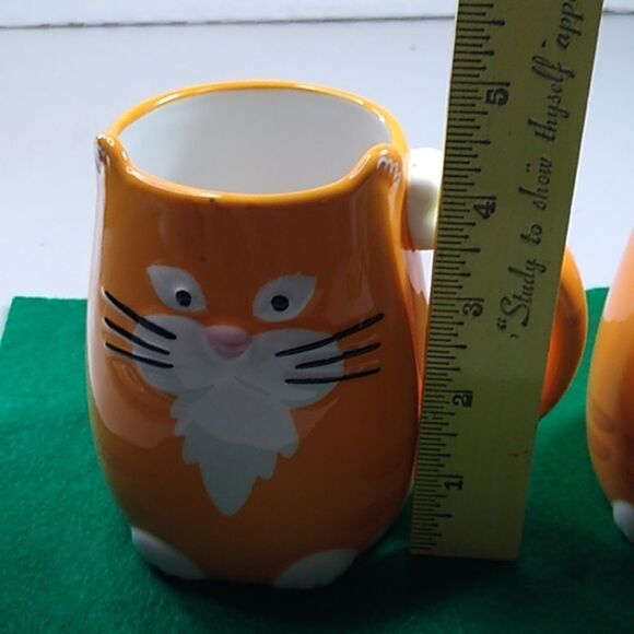 Tag Orange 3D Ceramic Cat w/ Whiskers Ears Feet Tail as Handle Kitch - Picture 11 of 11